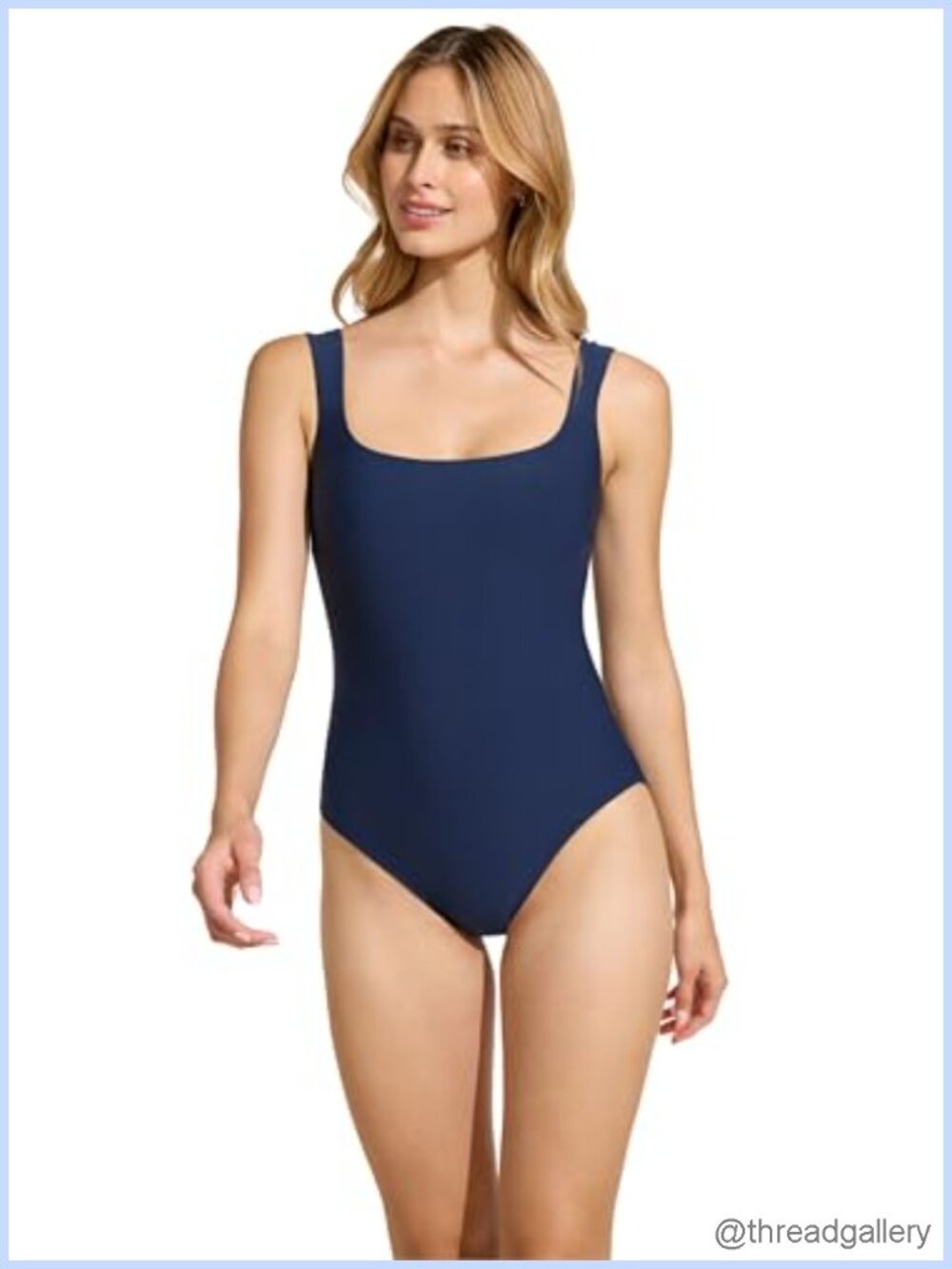 Shapewear One-Piece Swimsuit with Square Neck, High Compression Tummy Control
